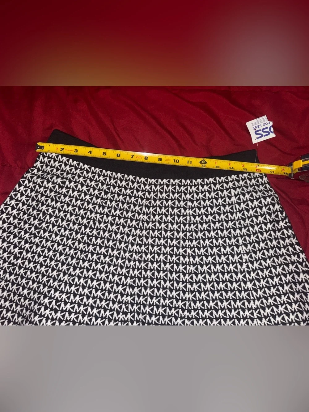 Michael Kors Black and White MK Logo Skater Skirt
